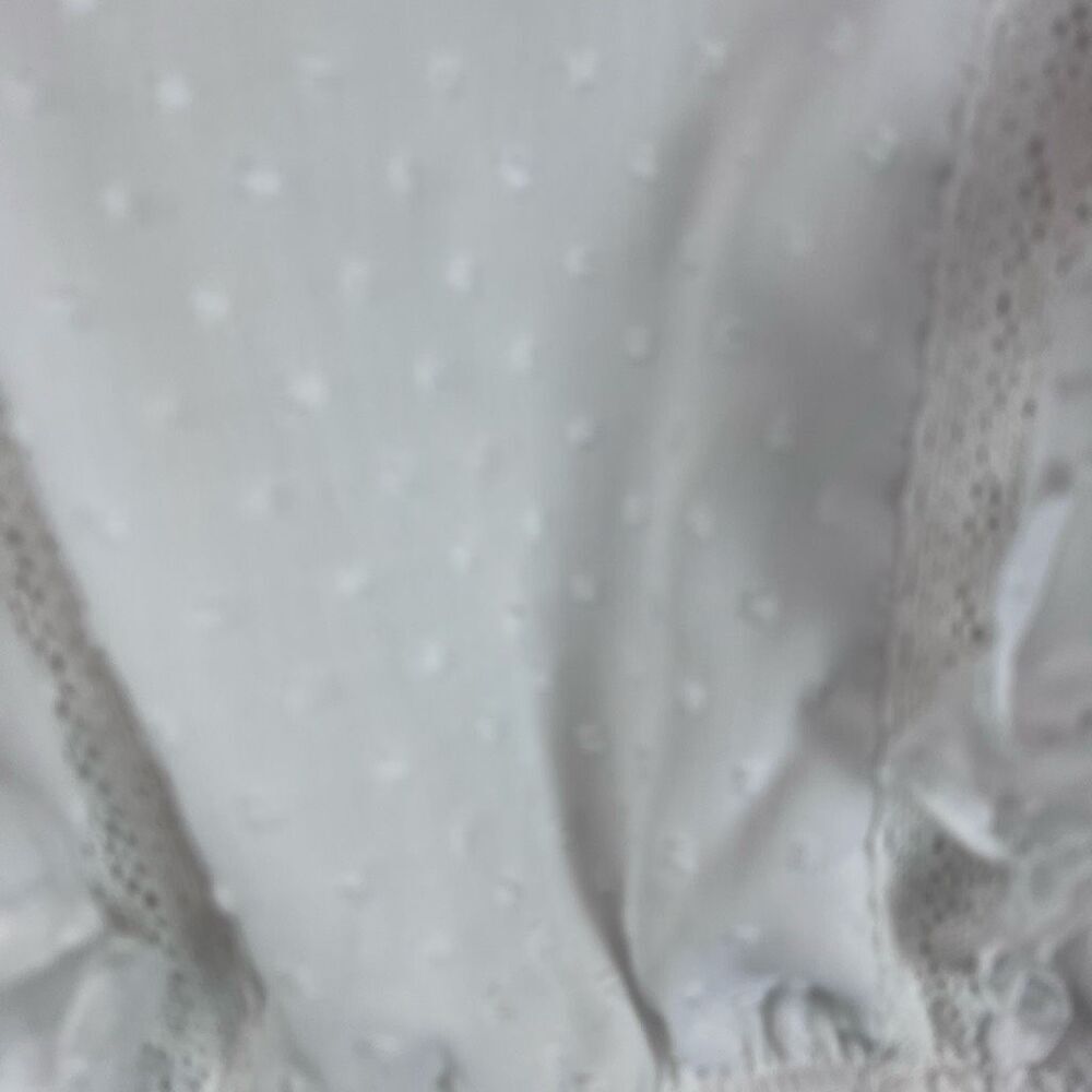 Savannah Jane White Swiss Dot Ruffle Boho Peasant Top Size M - Picture 3 of 6